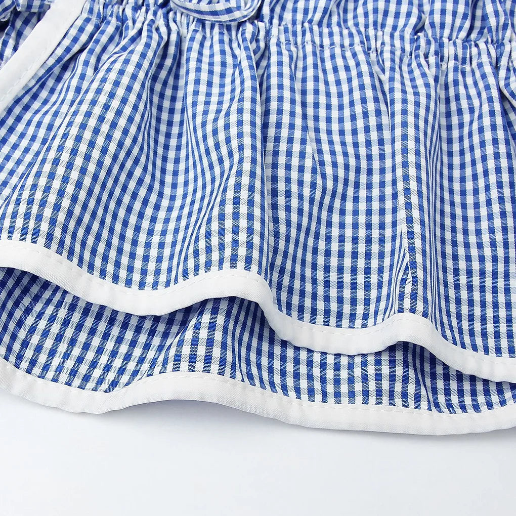 Blue Gingham Tie Midi Dress