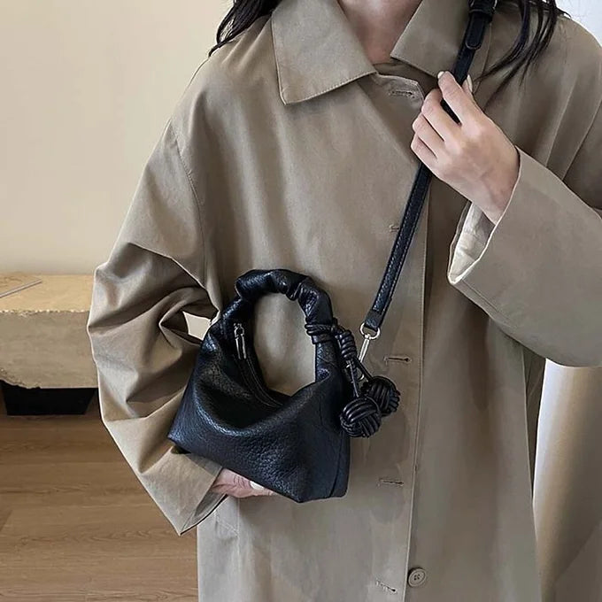 Trendy Dumpling Shape Clutch Closure Faux Leather Shoulder Crossbody Bag