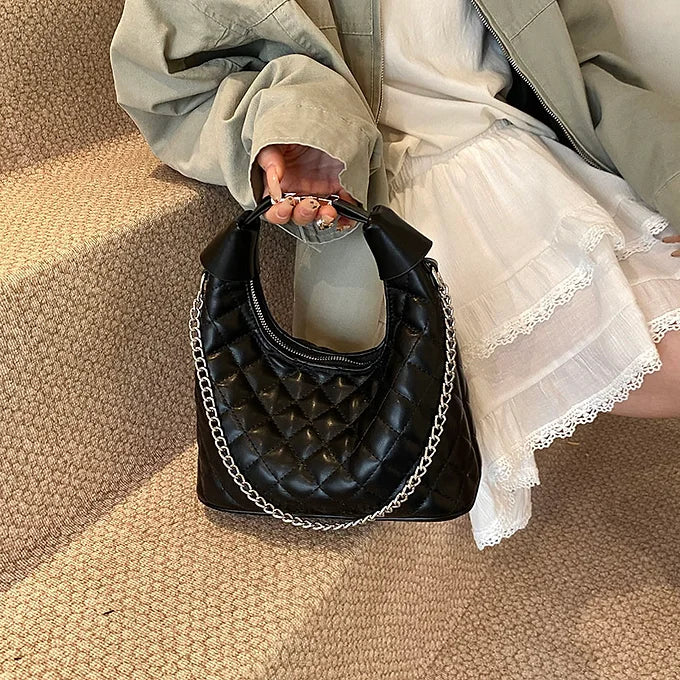 Niche Rhombus Chain Dumpling Shape Retro Shoulder Crossbody Bag