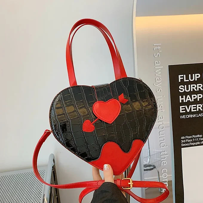 Novelty Cupid Arrow Heart Shape Faux Leather Crossbody Bag