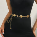 Western Oval Metal Turquoise Stone Waist Chain Belt