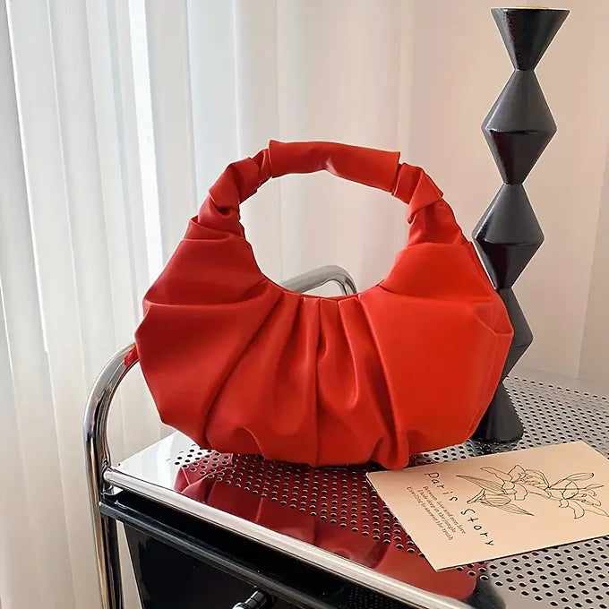 Elegant Ruffle Fold Half-Moon Shape Lightweight Shoulder Bag
