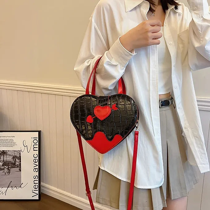 Novelty Cupid Arrow Heart Shape Faux Leather Crossbody Bag