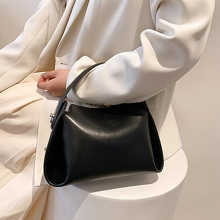 Luxury Soft Grain Square Curved Handle Crossbody Bag