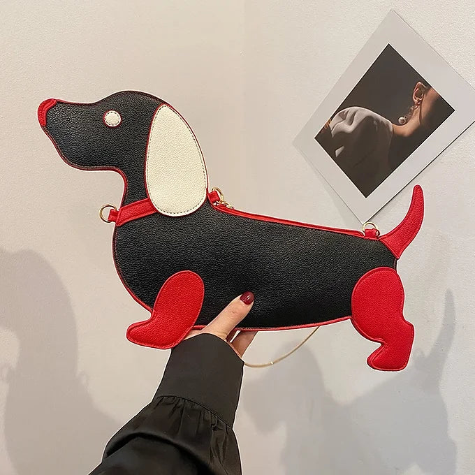Novelty Dachshund Shape Chain Strap Faux Leather Mini Shoulder Crossbody Bag