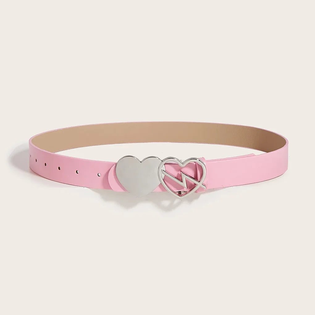 Skinny Double Heart Buckle Decorative Waist Chain Belt