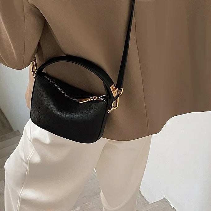Luxury Cloud Shape Wide Strap Leather Small Square Crossbody Bag