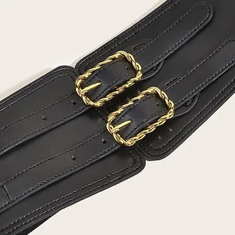 Retro Wide Elastic Leather Stretchy Waist Belt