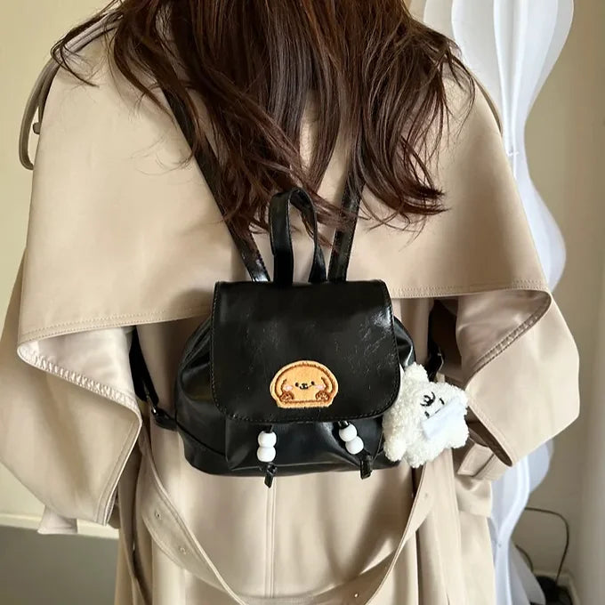 Retro Puppy Charm Mini PU Leather Backpack