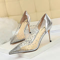 Sparkle Crystal PVC Pointy Toe Stiletto Pumps