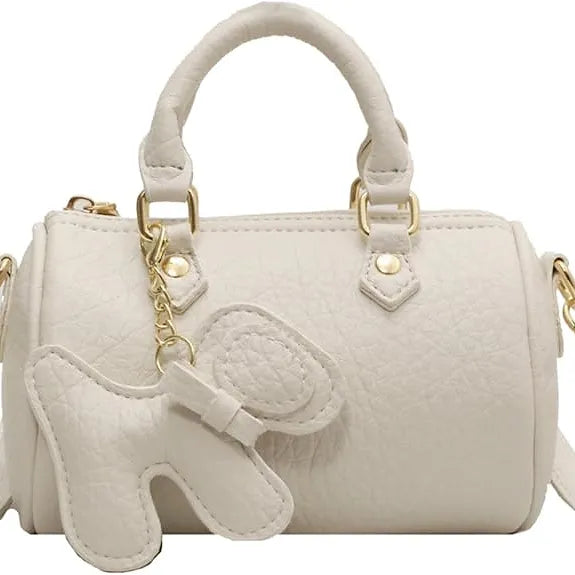 Luxury Dog Charm Soft PU Leather Boston Crossbody Bag