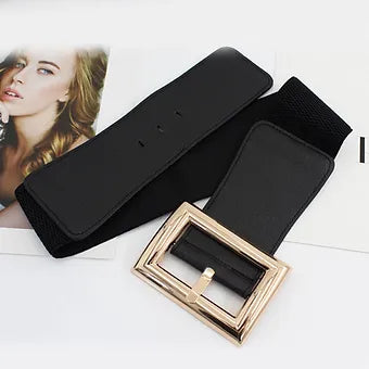 Thick Wide Buckle Elastic Stretch Waist Belt