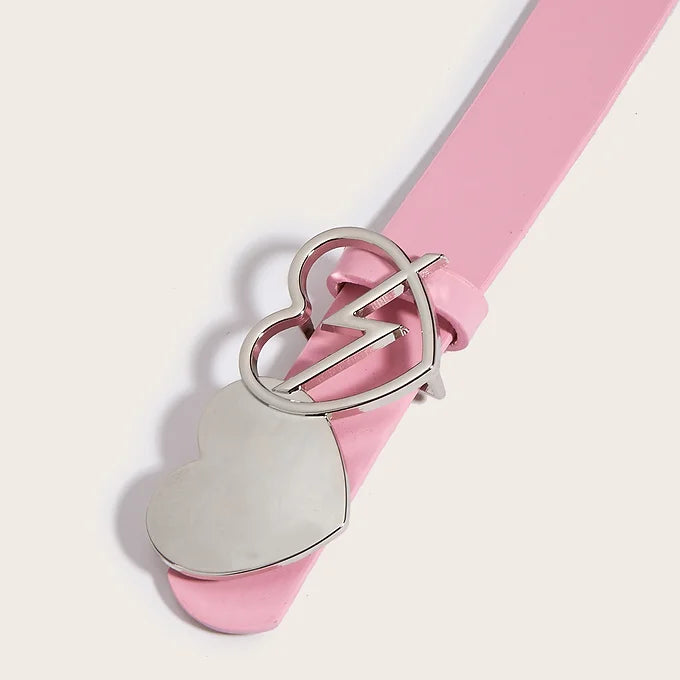 Skinny Double Heart Buckle Decorative Waist Chain Belt
