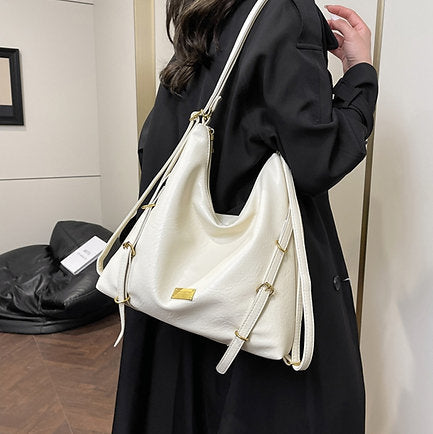 Soft Embossed Large Gold Hardware Shoulder Bag