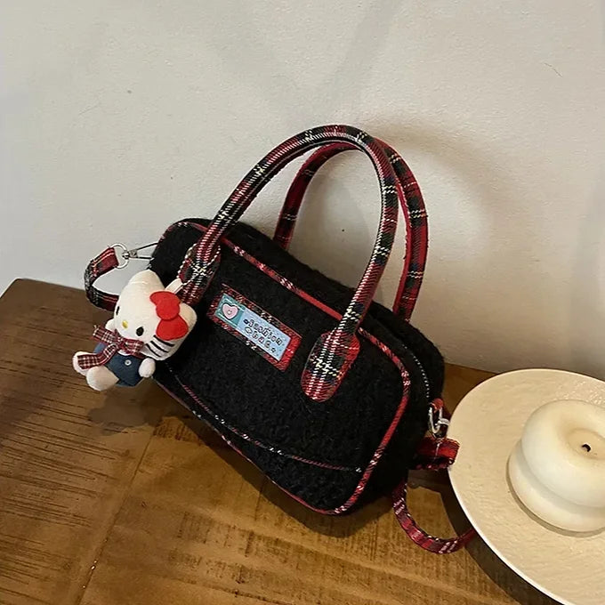 Plaid Lamb Wool Mini Versatile Crossbody Shoulder Bag
