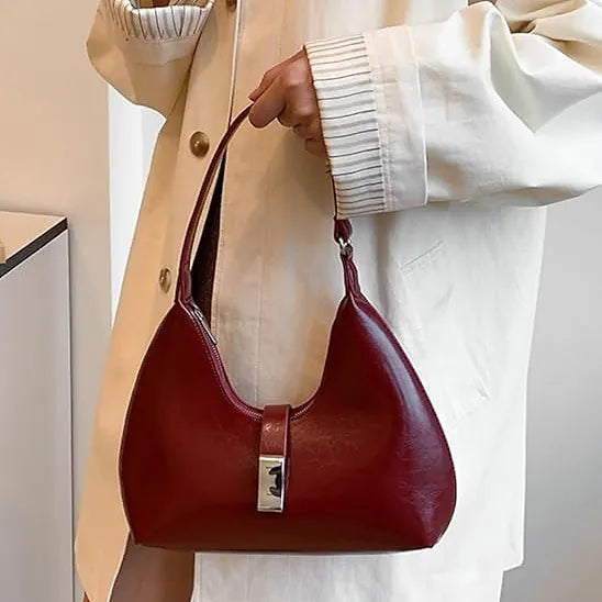 Luxury Solid PU Leather Small Shoulder Handbag