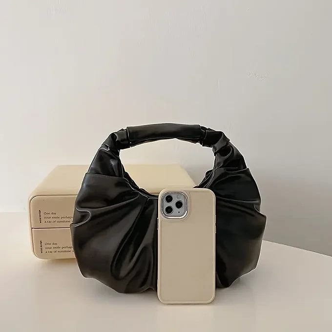 Elegant Ruffle Fold Half-Moon Shape Lightweight Shoulder Bag