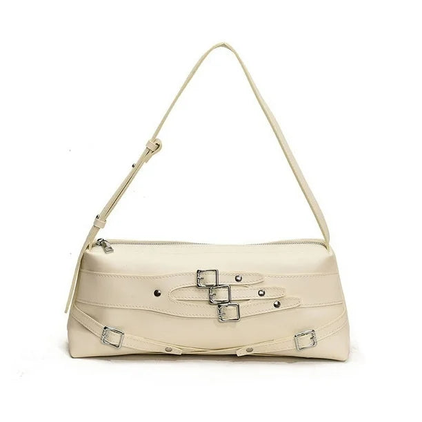 Sweet Moto Belt Buckle Candy Color PU Shoulder Bag