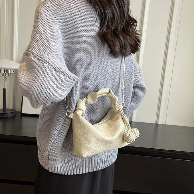 Trendy Dumpling Shape Clutch Closure Faux Leather Shoulder Crossbody Bag