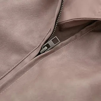 Faux Leather Stand Collar Bomber Jacket