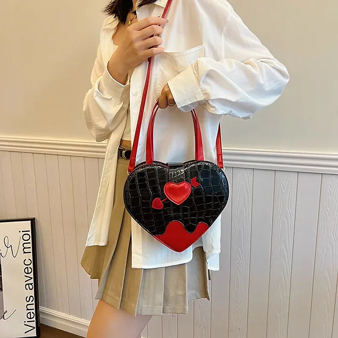 Novelty Cupid Arrow Heart Shape Faux Leather Crossbody Bag