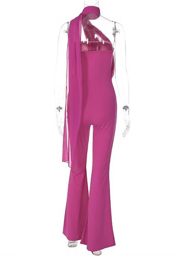 Elegant Long Scarf-Combo Jumpsuit