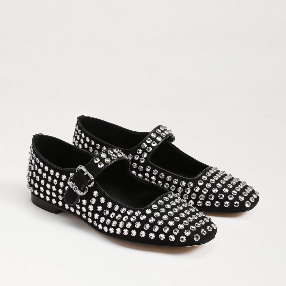 Embellished Rhinestone Strap Mary Jane Flats