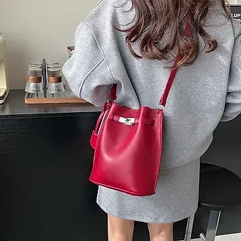Luxury Pebbled Texture Top Handle PU Leather Shoulder Crossbody Bag