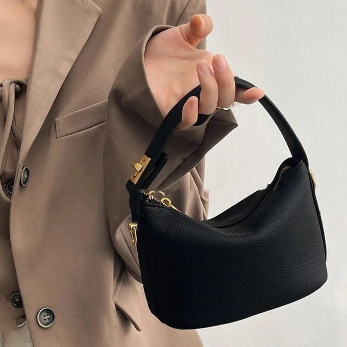 Luxury Cloud Shape Wide Strap Leather Small Square Crossbody Bag