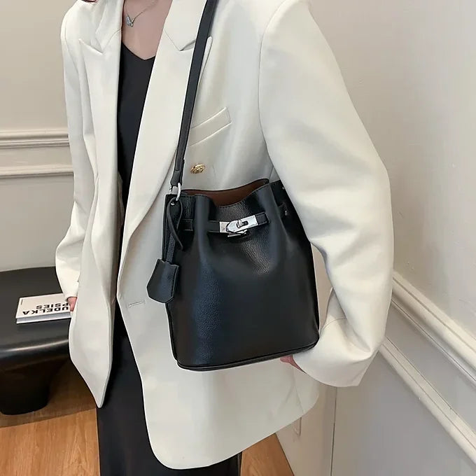 Luxury Pebbled Texture Top Handle PU Leather Shoulder Crossbody Bag