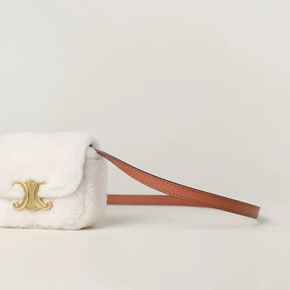 Luxury Fluffy Shearling Flap Closure Mini Shoulder Crossbody Bag