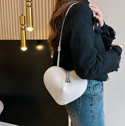 Versatile Drawstring Heart Shape Crossbody Bag