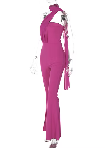 Elegant Long Scarf-Combo Jumpsuit
