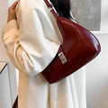 Luxury Solid PU Leather Small Shoulder Handbag