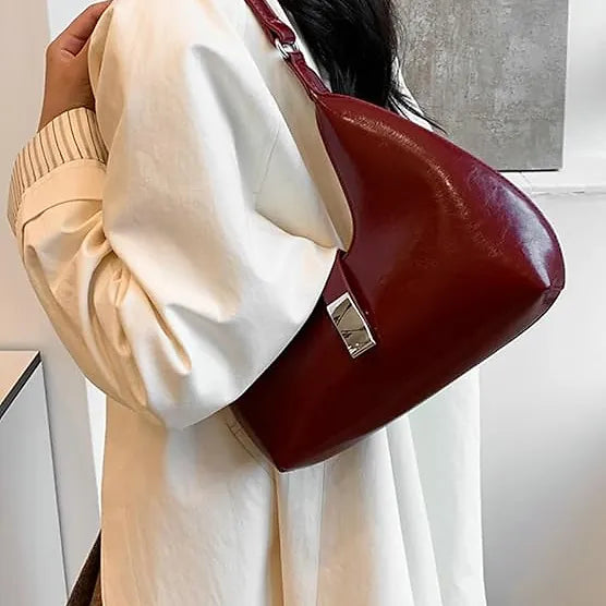 Luxury Solid PU Leather Small Shoulder Handbag