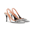 Metallic Pointed Toe Double Slingback Stiletto Pumps
