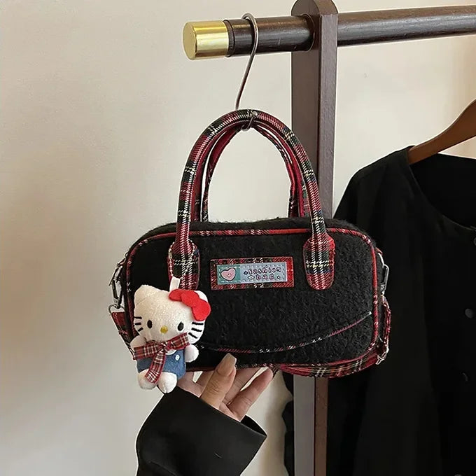 Plaid Lamb Wool Mini Versatile Crossbody Shoulder Bag