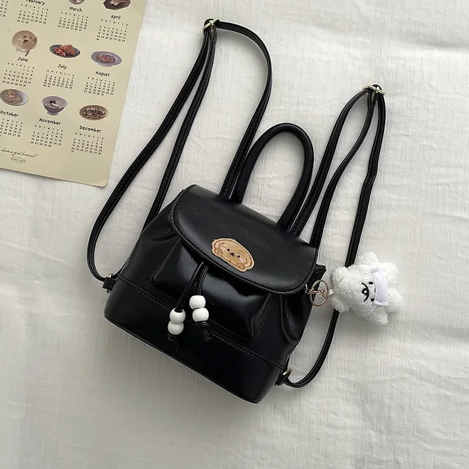 Retro Puppy Charm Mini PU Leather Backpack