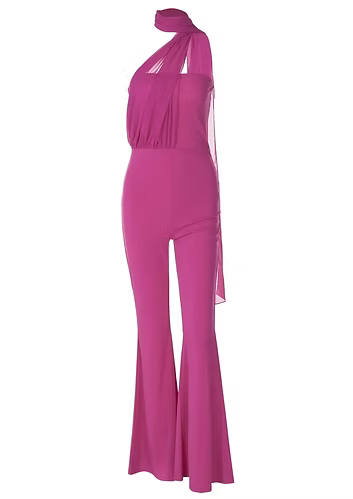 Elegant Long Scarf-Combo Jumpsuit