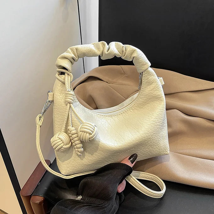 Trendy Dumpling Shape Clutch Closure Faux Leather Shoulder Crossbody Bag