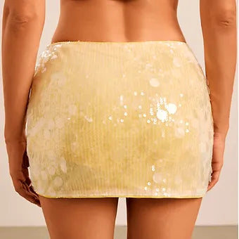 Shiny Sequin Low-Waist Mini Skirt
