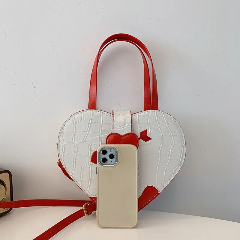 Novelty Cupid Arrow Heart Shape Faux Leather Crossbody Bag