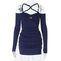 Ruched Off-Shoulder Solid Mini Dress