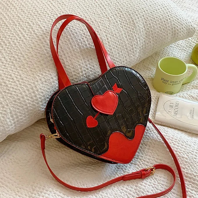 Novelty Cupid Arrow Heart Shape Faux Leather Crossbody Bag