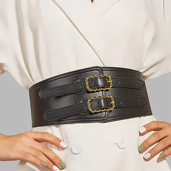 Retro Wide Elastic Leather Stretchy Waist Belt