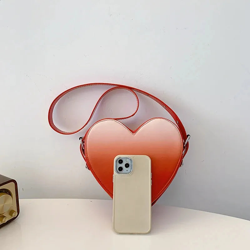 Trendy Heart Shape Color-Changing Buckle PU Leather Shoulder Crossbody Bag