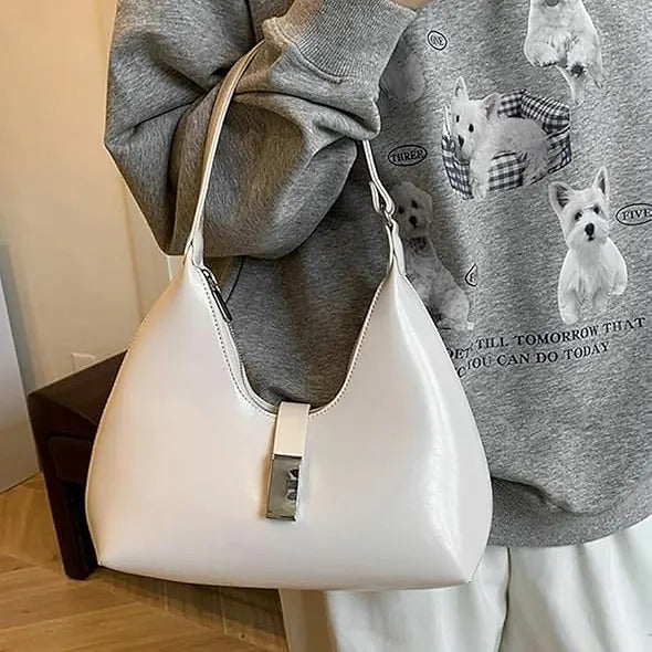 Luxury Solid PU Leather Small Shoulder Handbag