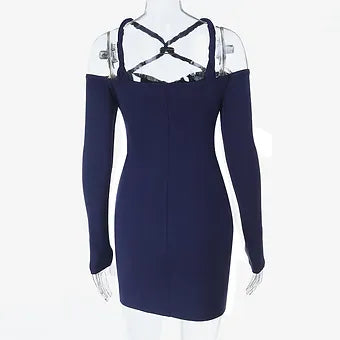 Ruched Off-Shoulder Solid Mini Dress