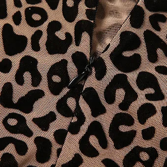 Leopard Print Mesh Tummy-Control Jumpsuit