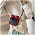 Bow-Tie Cat Emblem Leather Crossbody Bag